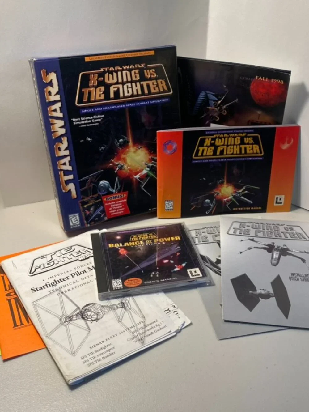 StarWars X-WING VS TIE FIGHTER Box/Docs Only + BALANCE OF POWER Disc w/Flaws